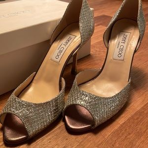 Jimmy Choo Champagne Glitter Heels Size 37